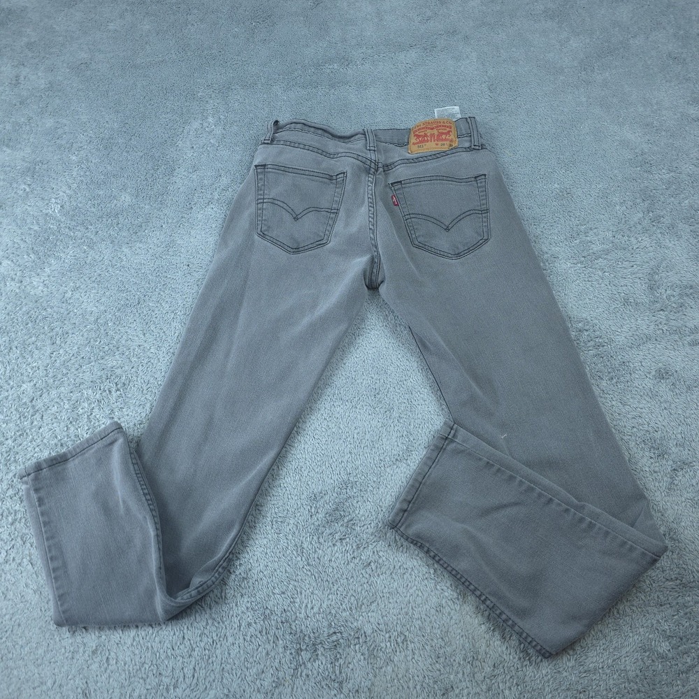 Levis 511 Jeans Mens 29x30 Gray Slim Tapered Charcoal Wash Denim Tag 29x32 - Picture 5 of 14
